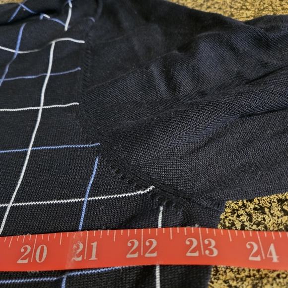 Brooks Brothers Sweater Mens L Black Windowpane Checks Silk Knit V Neck Pullover - Picture 7 of 10